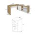 Conjunto de Escrivaninha com Gaveteiro Smart Toq 1 PT 2 GV Branco e Olmo