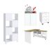 Conjunto de Escrivaninha com Gaveteiro, Estante e Armário de Escritório Wally Gold Cool 6 PT 5 GV Branco e Olmo