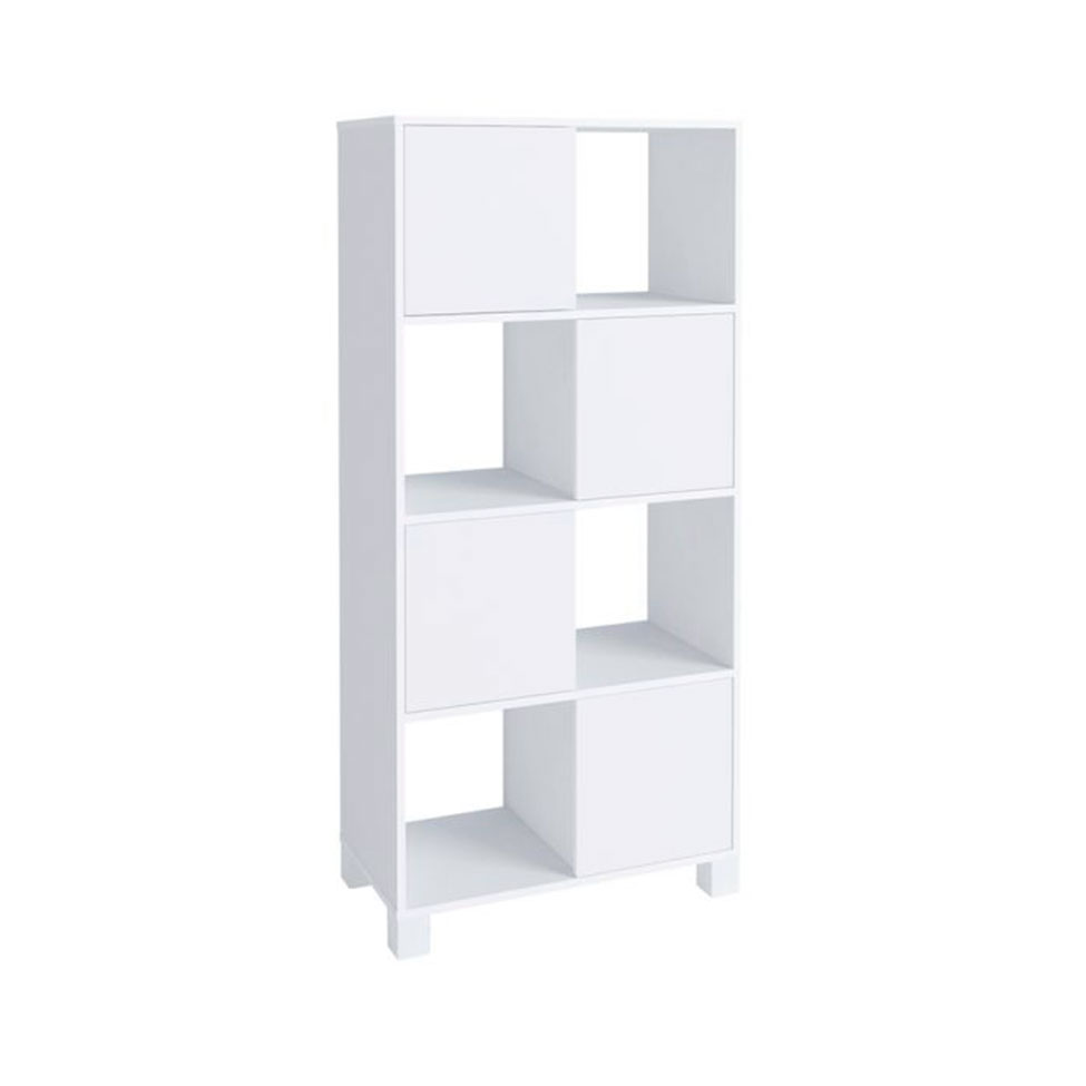 Conjunto de Escrivaninha com Gaveteiro, Estante e Armário de Escritório Wally Gold Cool 6 PT 5 GV Branco e Olmo