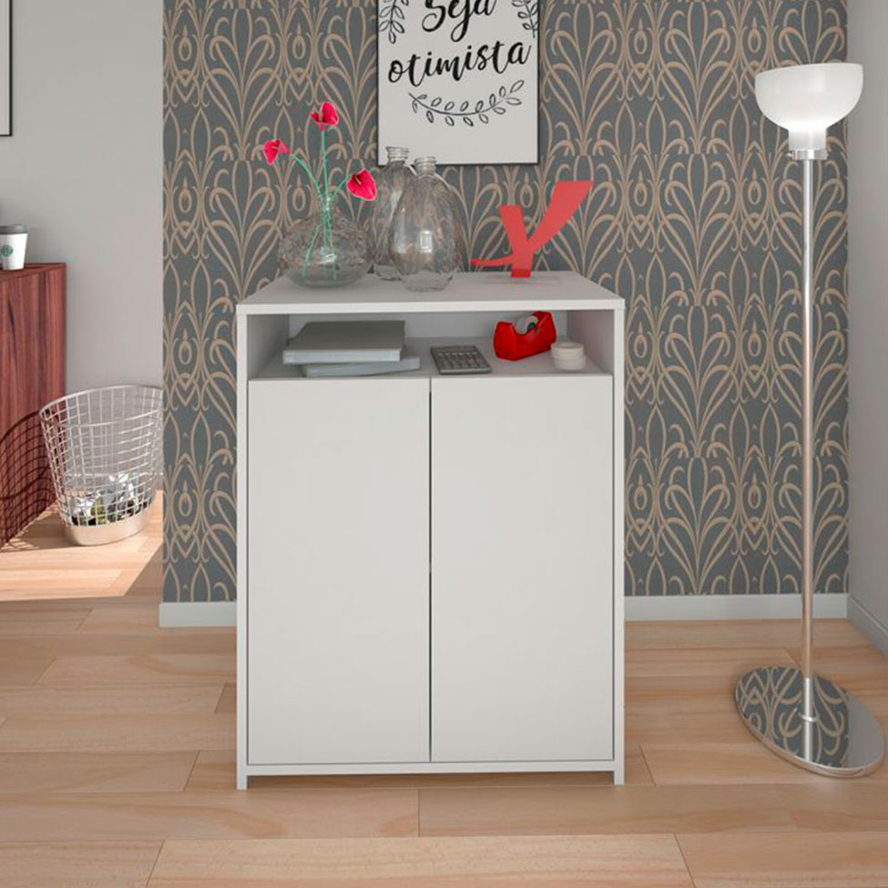 Conjunto de Escrivaninha com Gaveteiro, Estante e Armário de Escritório Wally Gold Cool 6 PT 5 GV Branco e Olmo