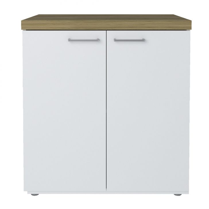Conjunto de Escrivaninha e Armário de Escritório 3 PT 2 GV Smart Toq Olmo e Branco