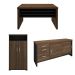 Conjunto de Mesa com 2 Armários de Escritório Executiva 4 PT 3 GV Marrom e Preto