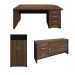 Conjunto de Mesa com 2 Armários de Escritório Executiva 4 PT 7 GV Marrom e Preto