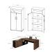 Conjunto de Mesa com 2 Armários de Escritório Executivo 5 PT Marrom e Preto