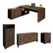 Conjunto de Mesa com 2 Armários de Escritório e Gaveteiro Executivo 5 PT 6 GV Marrom e Preto