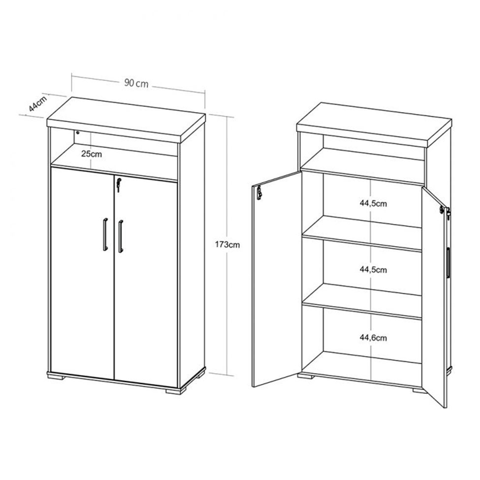 Conjunto de Mesa com 2 Armários de Escritório e Gaveteiro Executivo 5 PT 6 GV Marrom e Preto