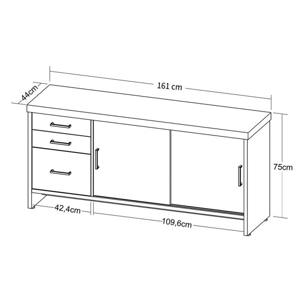Conjunto de Mesa com 2 Armários de Escritório e Gaveteiro Executivo 5 PT 6 GV Marrom e Preto