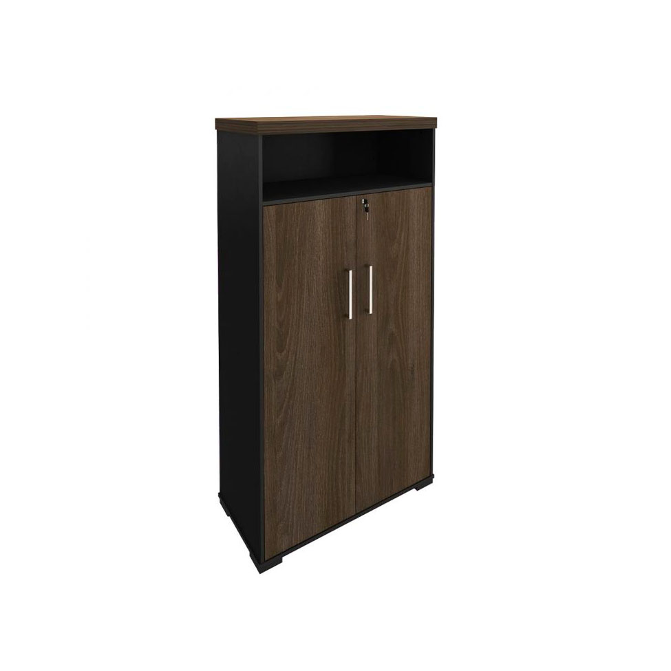 Conjunto de Mesa com 2 Armários de Escritório e Gaveteiro Executivo 5 PT 6 GV Marrom e Preto