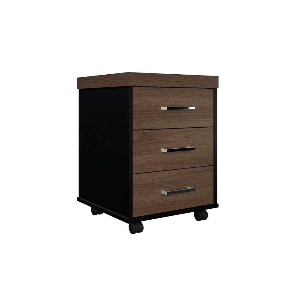 Conjunto de Mesa com 2 Armários de Escritório e Gaveteiro Executivo 5 PT 6 GV Marrom e Preto