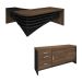 Conjunto de Mesa com Armário de Escritório Executiva 2 PT 3 GV Marrom e Preto