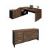 Conjunto de Mesa com Armário de Escritório Executivo 3 PT 3 GV Marrom e Preto