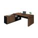 Conjunto de Mesa com Armário de Escritório Executivo 3 PT 3 GV Marrom e Preto