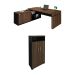Conjunto de Mesa com Armário de Escritório Executivo 3 PT Marrom e Preto
