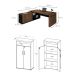Conjunto de Mesa com Armário de Escritório Executivo 3 PT Marrom e Preto