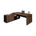 Conjunto de Mesa com Armário de Escritório Executivo 3 PT Marrom e Preto