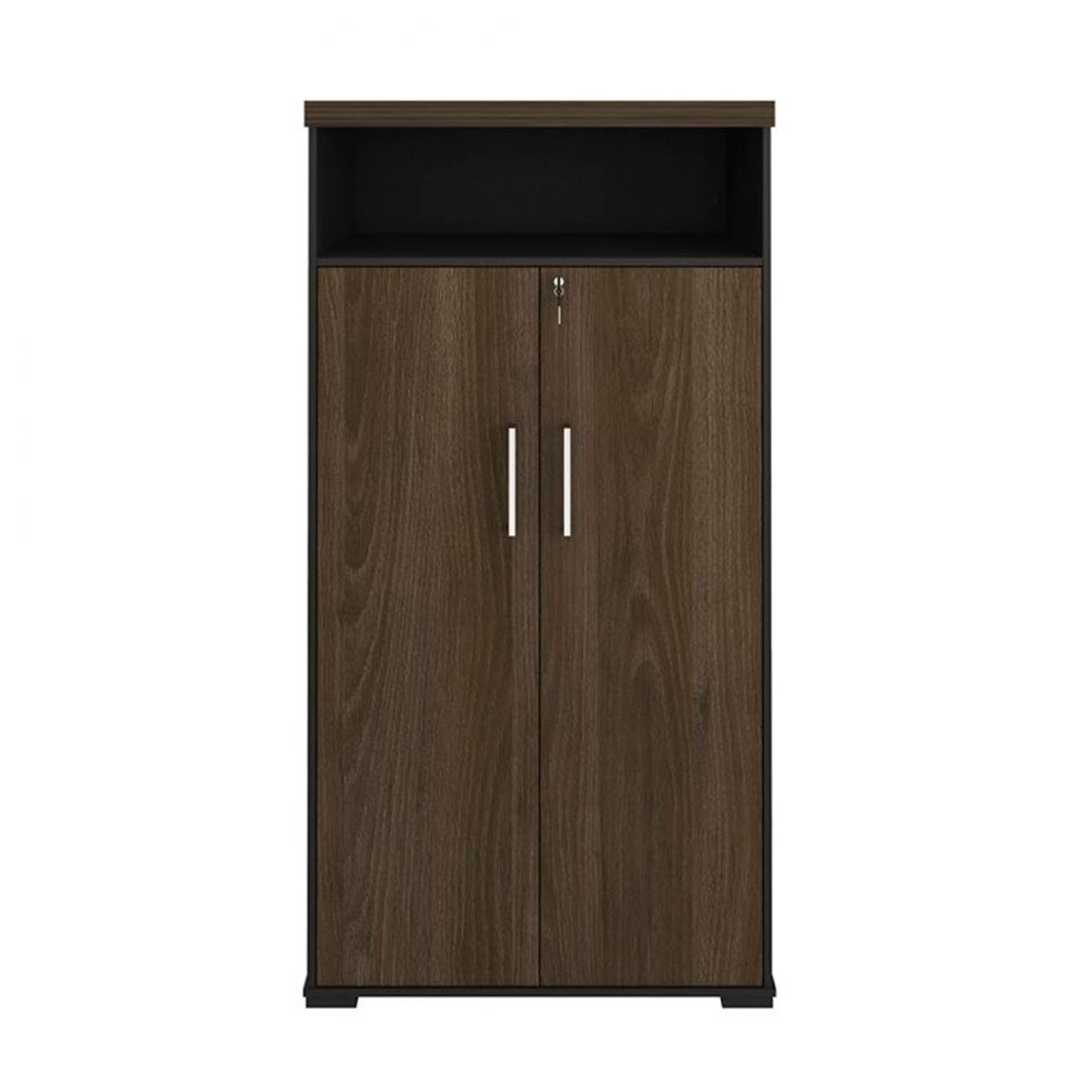 Conjunto de Mesa com Armário de Escritório Executivo 3 PT Marrom e Preto