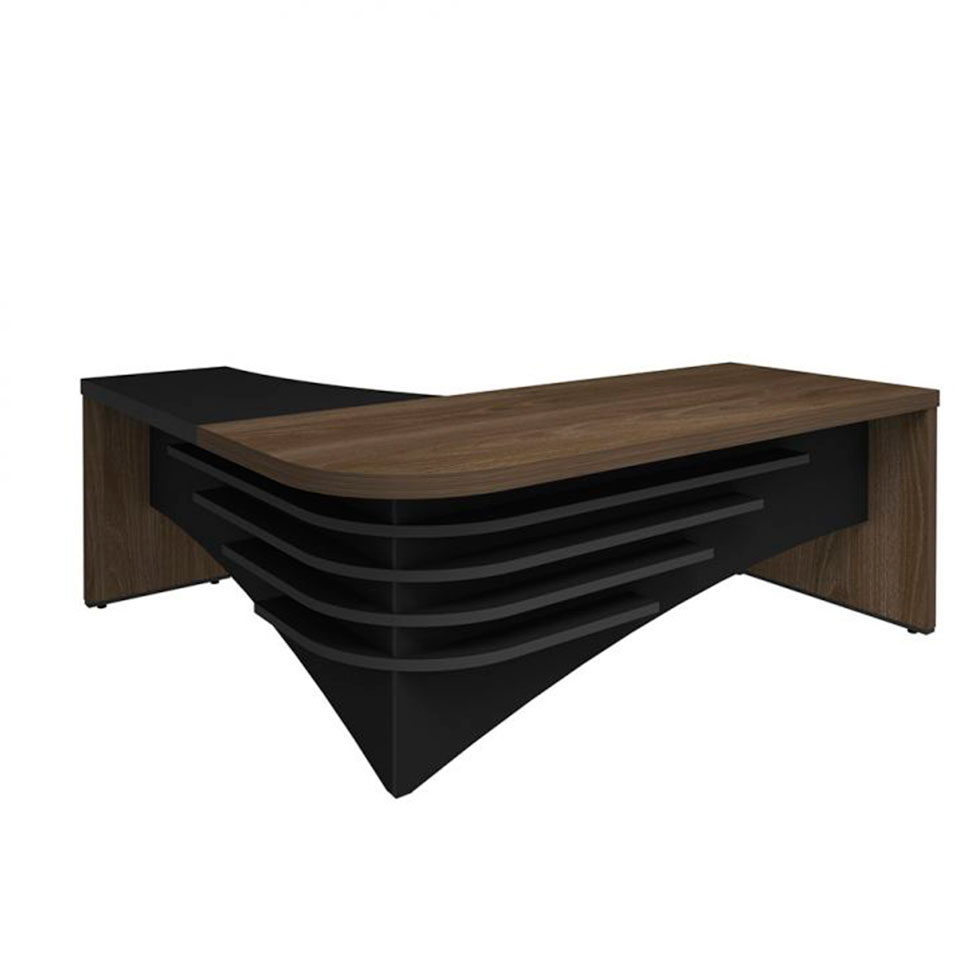 Conjunto de Mesa com Armário de Escritório e Gaveteiro Executivo 2 PT 3 GV Charuto e Preto