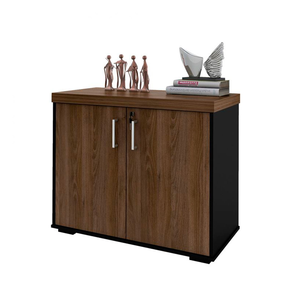 Conjunto de Mesa com Armário de Escritório e Gaveteiro Executivo 2 PT 3 GV Charuto e Preto