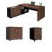 Conjunto de Mesa com Armário de Escritório e Gaveteiro Executivo 3 PT 3 GV Marrom e Preto