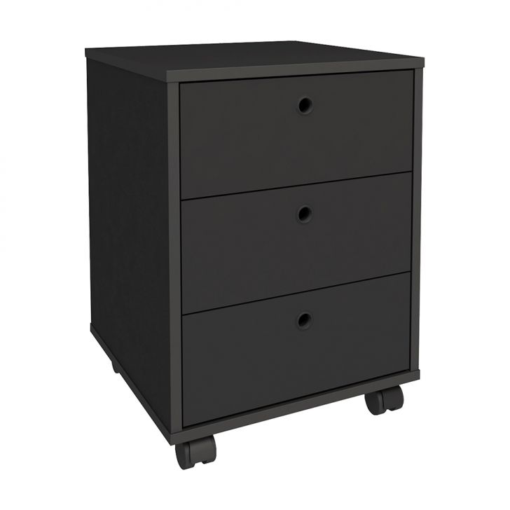 Conjunto de Mesa com Armário de Escritório, Estante e Gaveteiro 6 PT 3 GV Nero Cool Wally New Preto