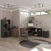 Conjunto de Mesa com Armário de Escritório, Estante e Gaveteiro 6 PT 3 GV Nero Cool Wally New Preto e Ipê