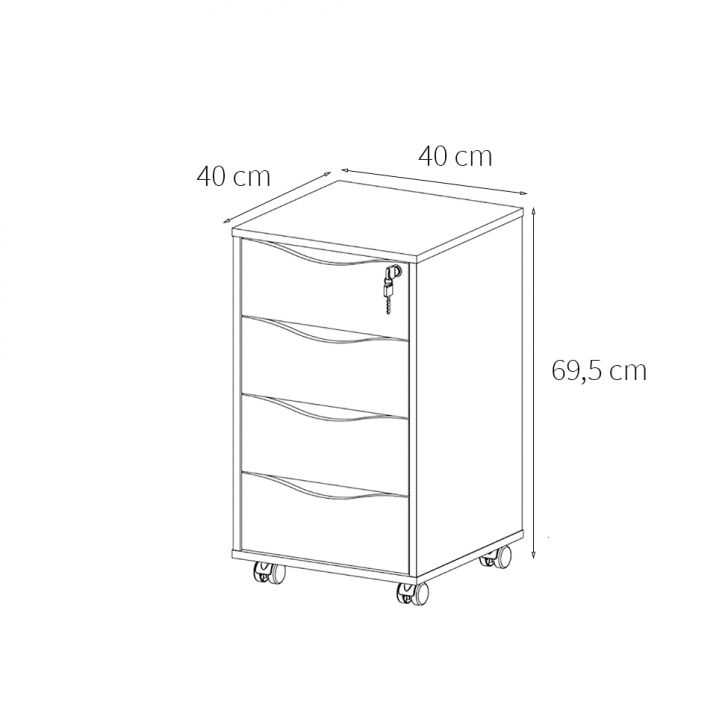 Conjunto de Mesa com Armário de Escritório, Estante e Gaveteiro 6 PT 4 GV Nero Cool Wally Bit Branco