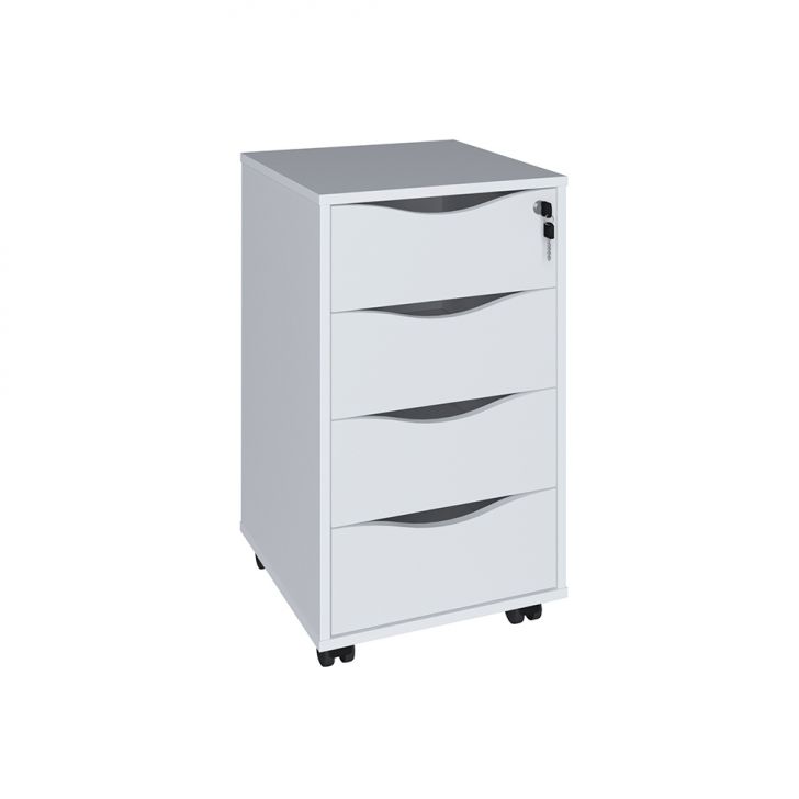 Conjunto de Mesa com Armário de Escritório, Estante e Gaveteiro 6 PT 4 GV Nero Cool Wally Bit Branco