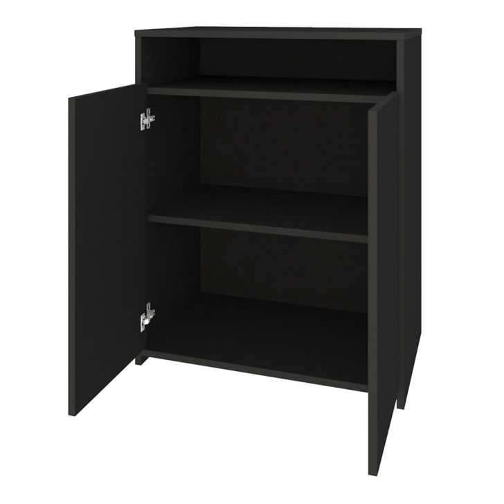Conjunto de Mesa com Armário de Escritório, Estante e Gaveteiro 6 PT 4 GV Nero Cool Wally Bit Preto