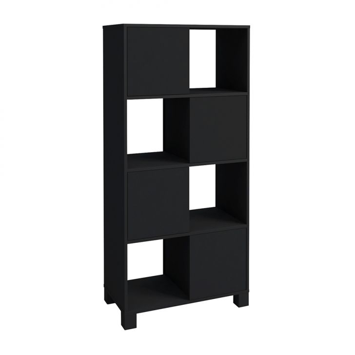 Conjunto de Mesa com Armário de Escritório, Estante e Gaveteiro 6 PT 4 GV Nero Cool Wally Bit Preto