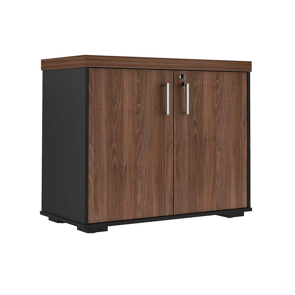 Conjunto de Mesa de Escritório com Gaveteiro e Armários Executiva 6 PT 3 GV Marrom e Preto