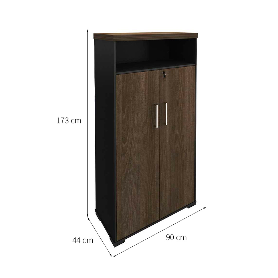 Conjunto de Mesa de Escritório com Gaveteiro e Armários Executiva 6 PT 3 GV Marrom e Preto