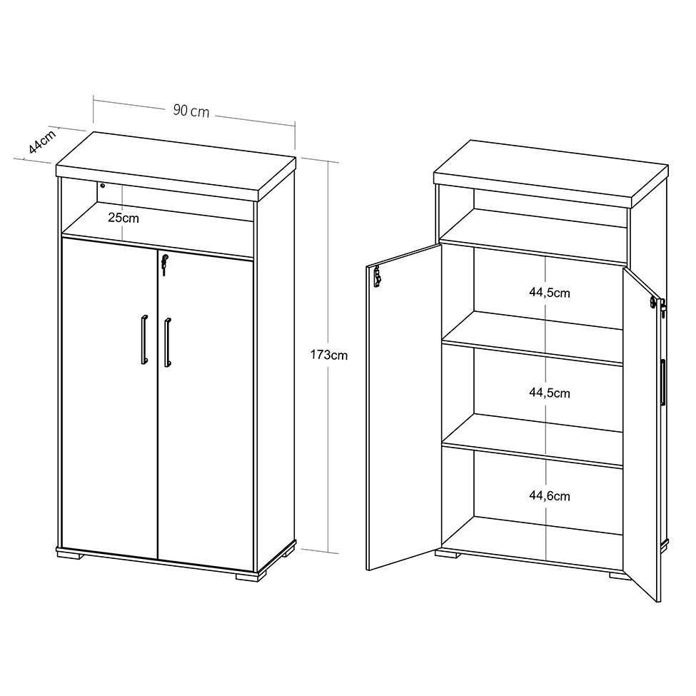 Conjunto de Mesa de Escritório com Gaveteiro e Armários Executiva 6 PT 3 GV Marrom e Preto