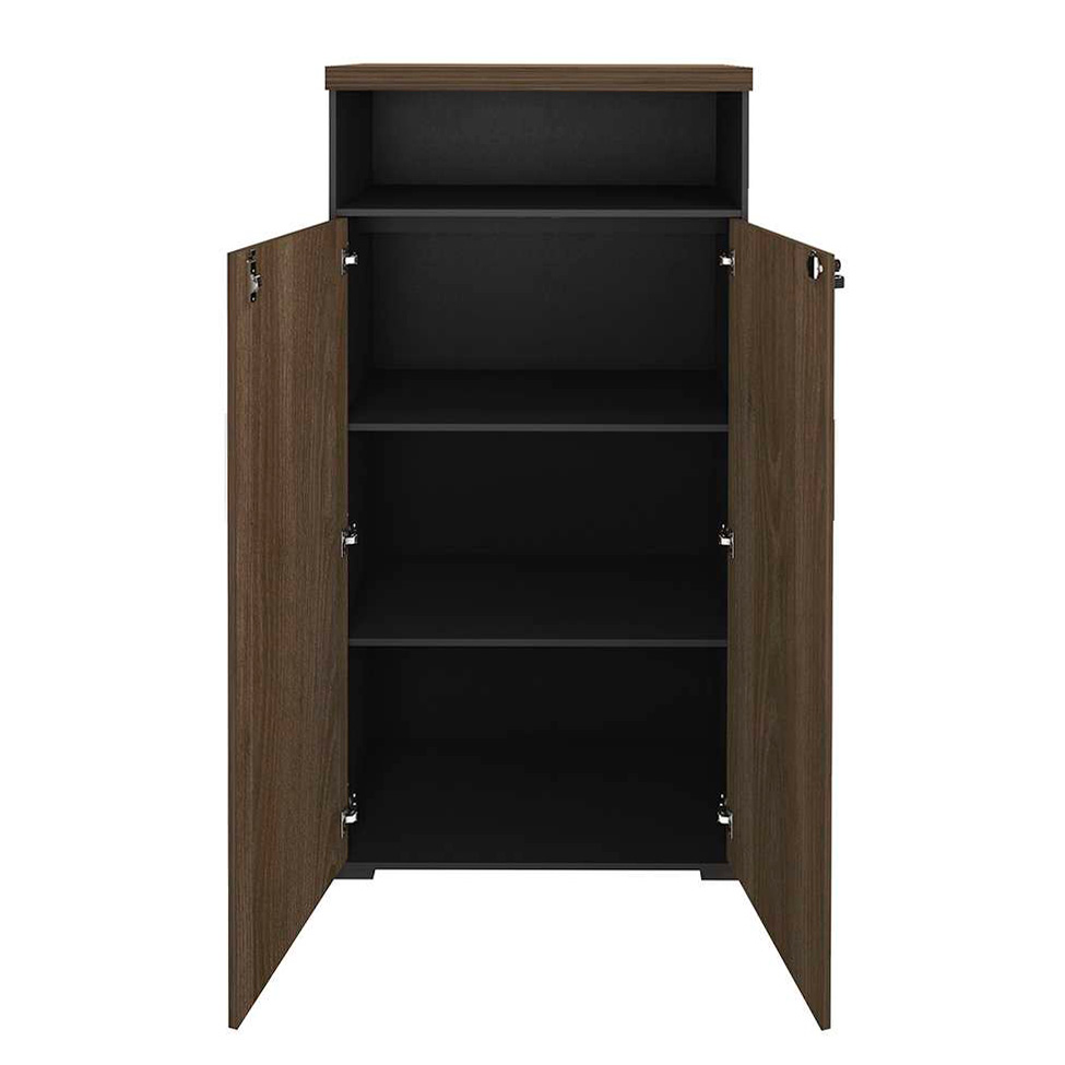 Conjunto de Mesa de Escritório com Gaveteiro e Armários Executiva 6 PT 3 GV Marrom e Preto
