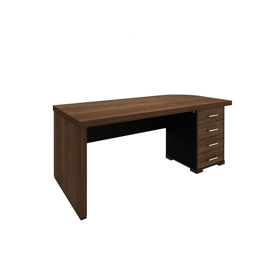 Conjunto de Mesa de Escritório com Mesa de Apoio Executiva 4 GV Marrom e Preto
