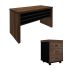 Conjunto de Mesa de Escritório e Gaveteiro Executiva 3 GV Marrom e Preto