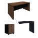Conjunto de Mesa de Escritório, Gaveteiro e Mesa de Apoio Executiva 3 GV Marrom e Preto