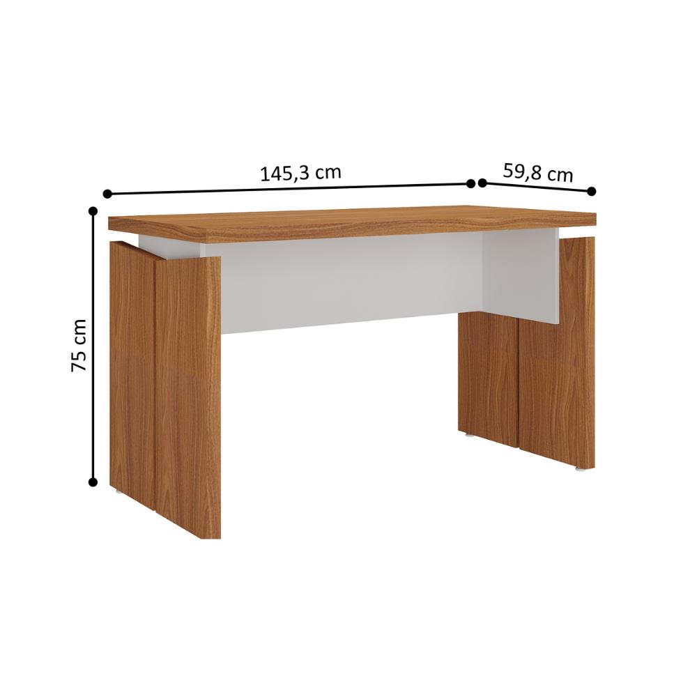 Conjunto de Mesa em L e Gaveteiro Arara Freijó Branco