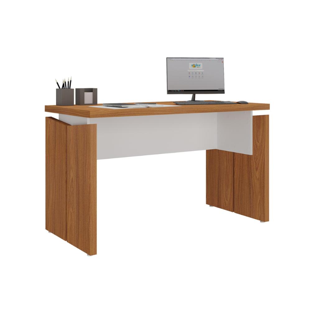 Conjunto de Mesa em L e Gaveteiro Arara Freijó Branco