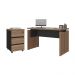 Conjunto de Mesa em L e Gaveteiro Arara Nogal Preto