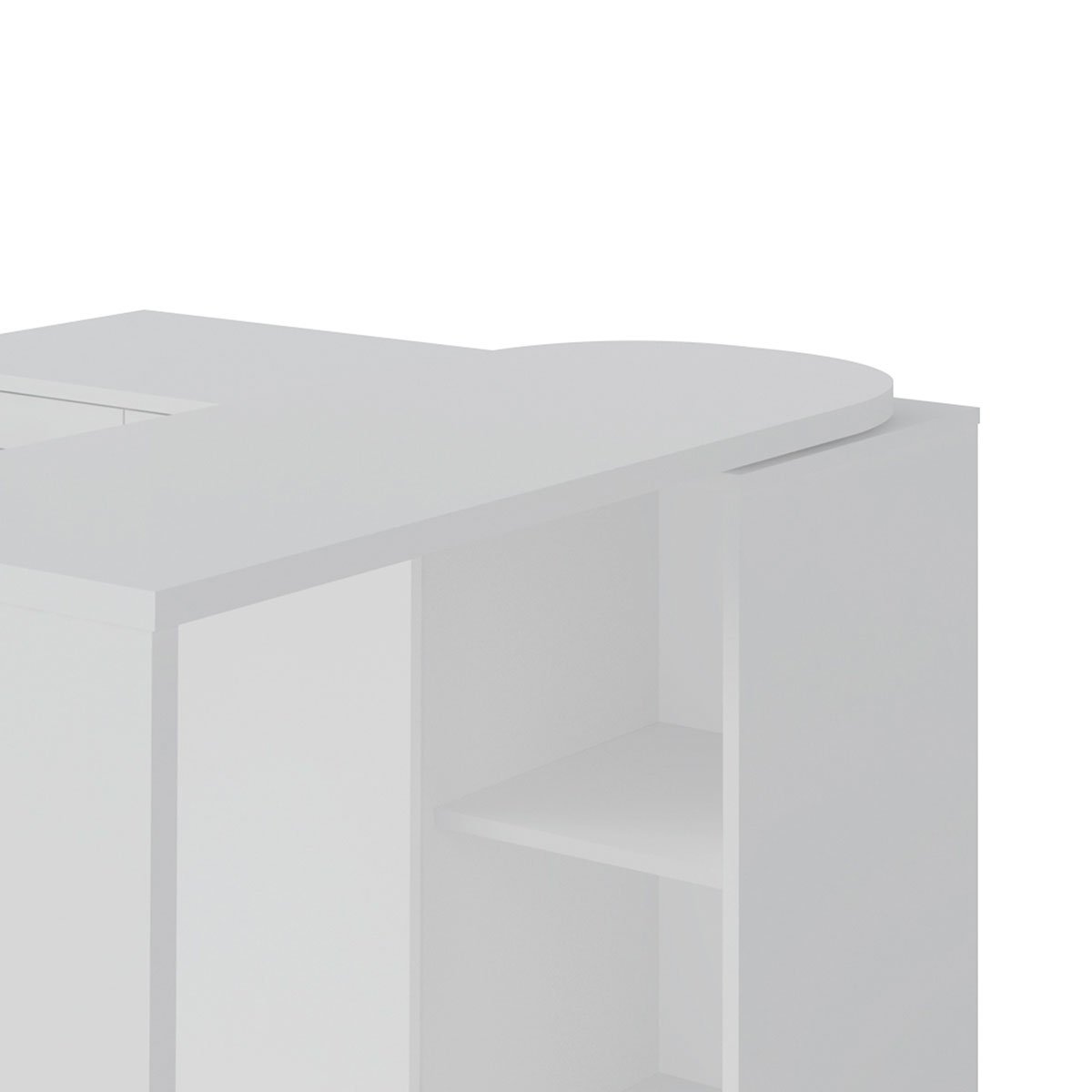 Escrivaninha em L com 4 Gavetas 1 Porta e Nicho London Branco