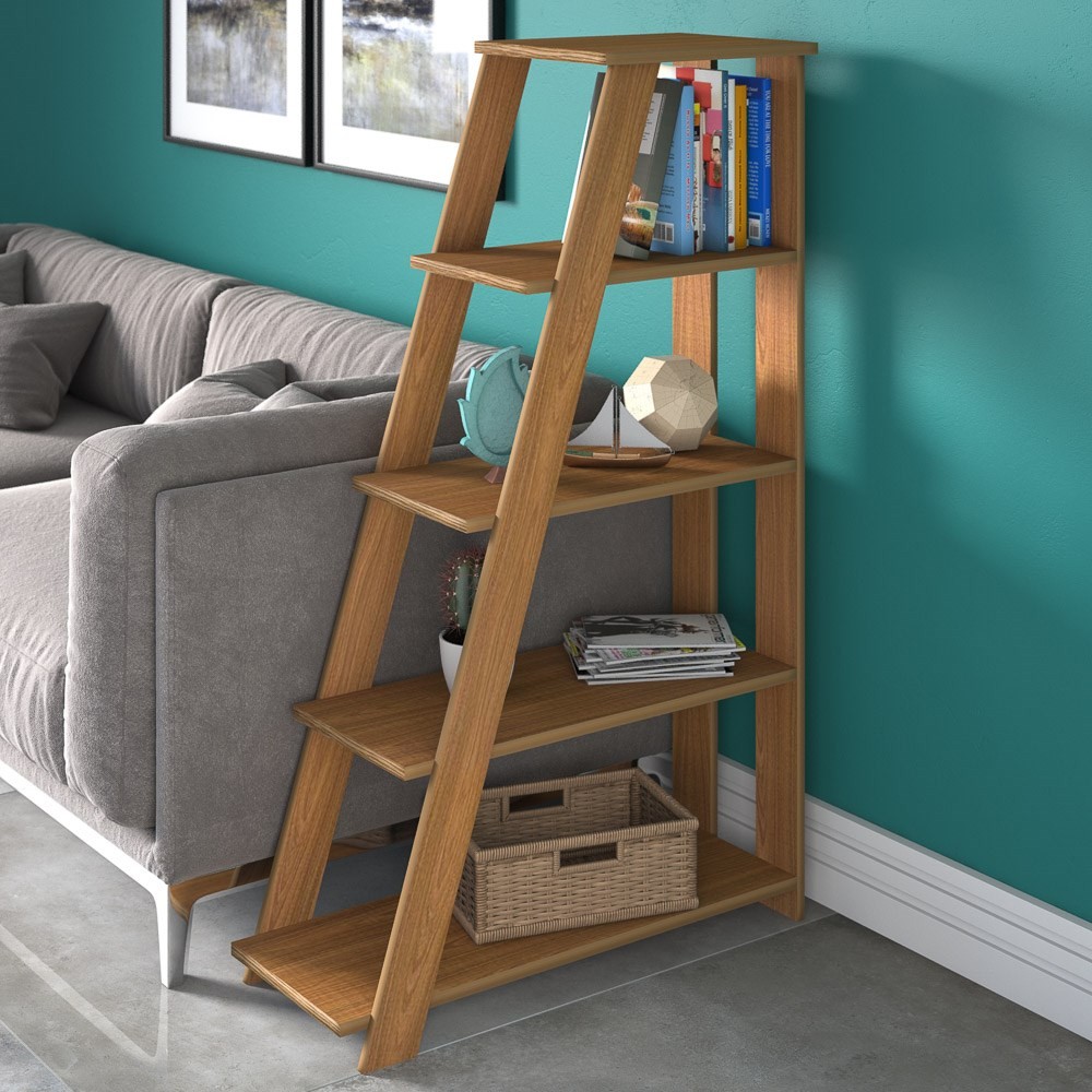 Estante Livreiro Multiuso Decorativa Star 5 Prateleiras Freijo - Artany