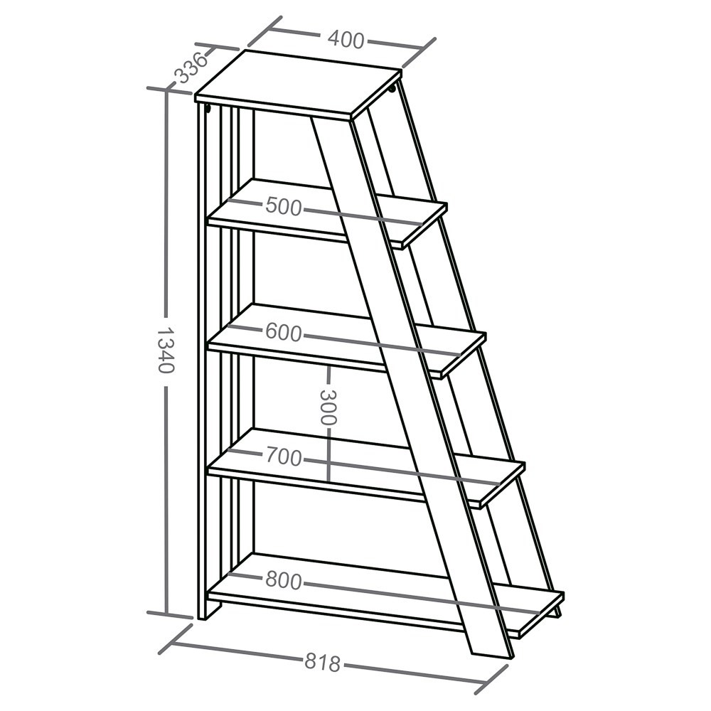 Estante Livreiro Multiuso Decorativa Star 5 Prateleiras Freijo/Branco - Artany