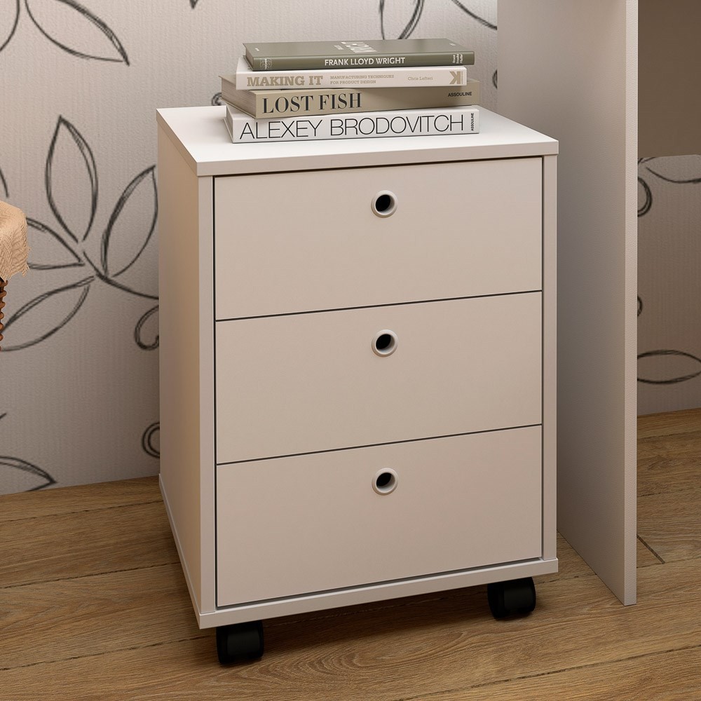 Gaveteiro Volante 3 Gavetas New Branco - Artany