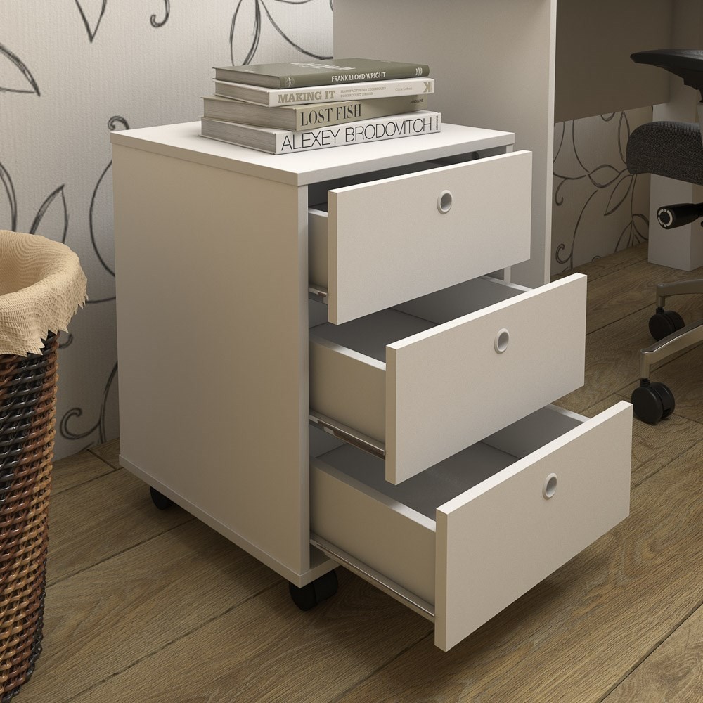 Gaveteiro Volante 3 Gavetas New Branco - Artany