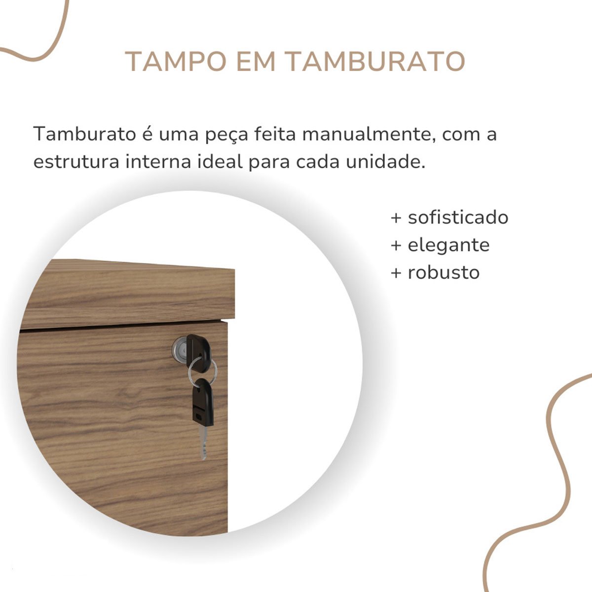 Gaveteiro para Escritório 3 Gavetas com Chave e Rodízios Nogal/Preto