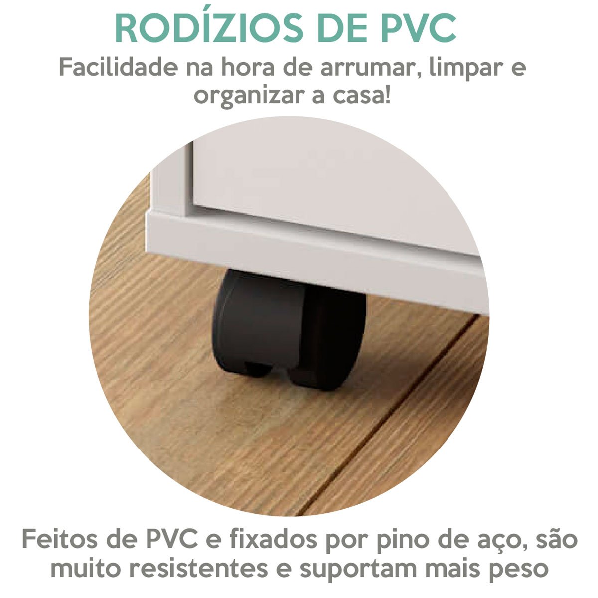 Gaveteiro para Escritório 3 Gavetas com Rodízios Neo Branco