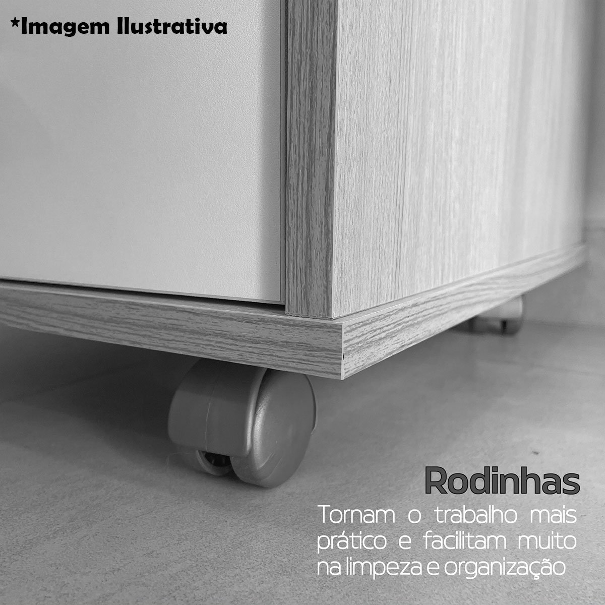Gaveteiro para Escritório Tampo Tamburato c/ Chave 3 Gavetas Carvalho/Branco