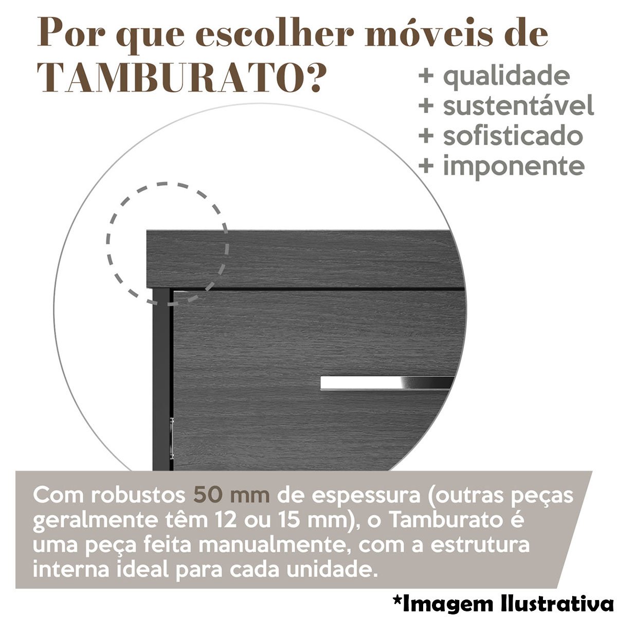 Gaveteiro para Escritório Tampo Tamburato c/ Chave 3 Gavetas Carvalho/Branco