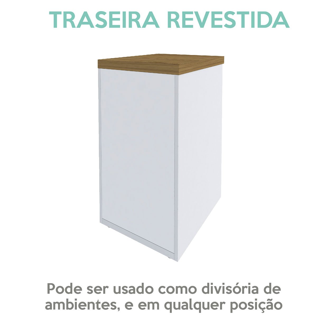 Gaveteiro para Escritório com 2 Gavetas e Nicho Loke Olmo/Branco