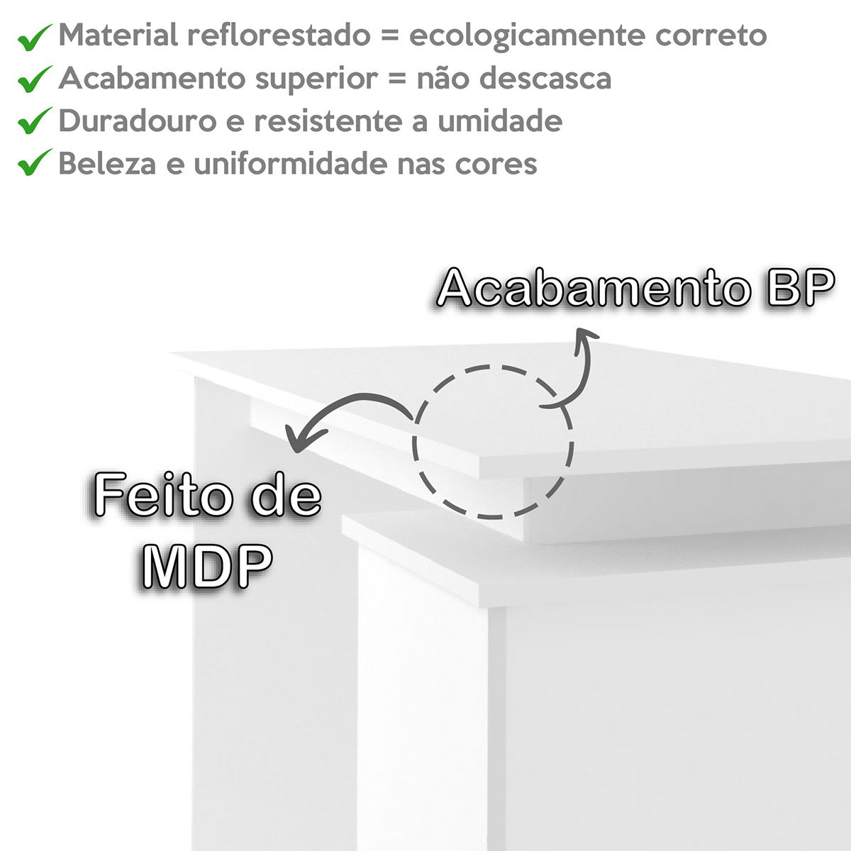Mesa Escrivaninha 2 Gavetas com Nichos em L Golden Branco